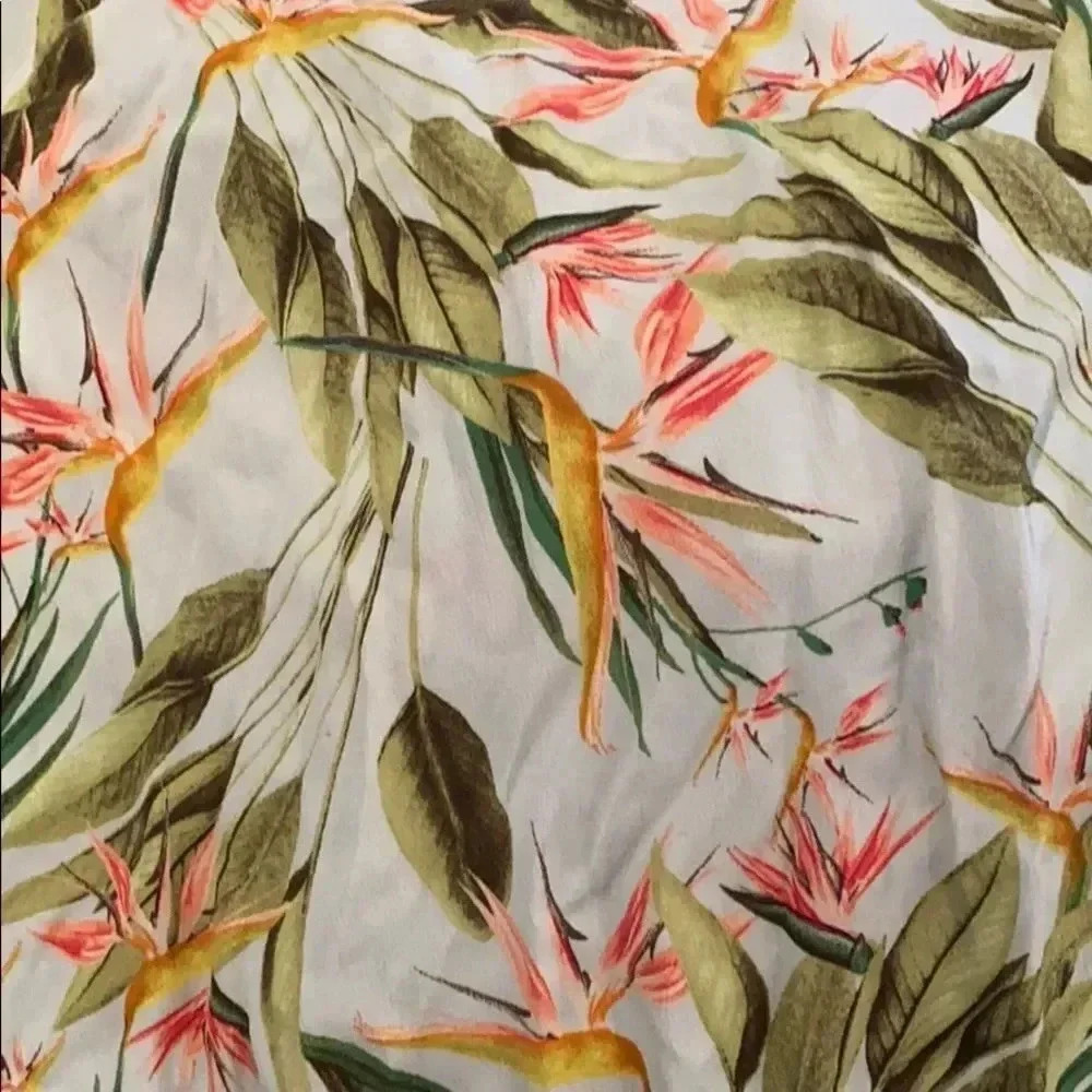 Zara Tropical Jungle Floral Print Ruffle Short Sleeve Low Back Mini Dress Size M - Picture 8 of 9